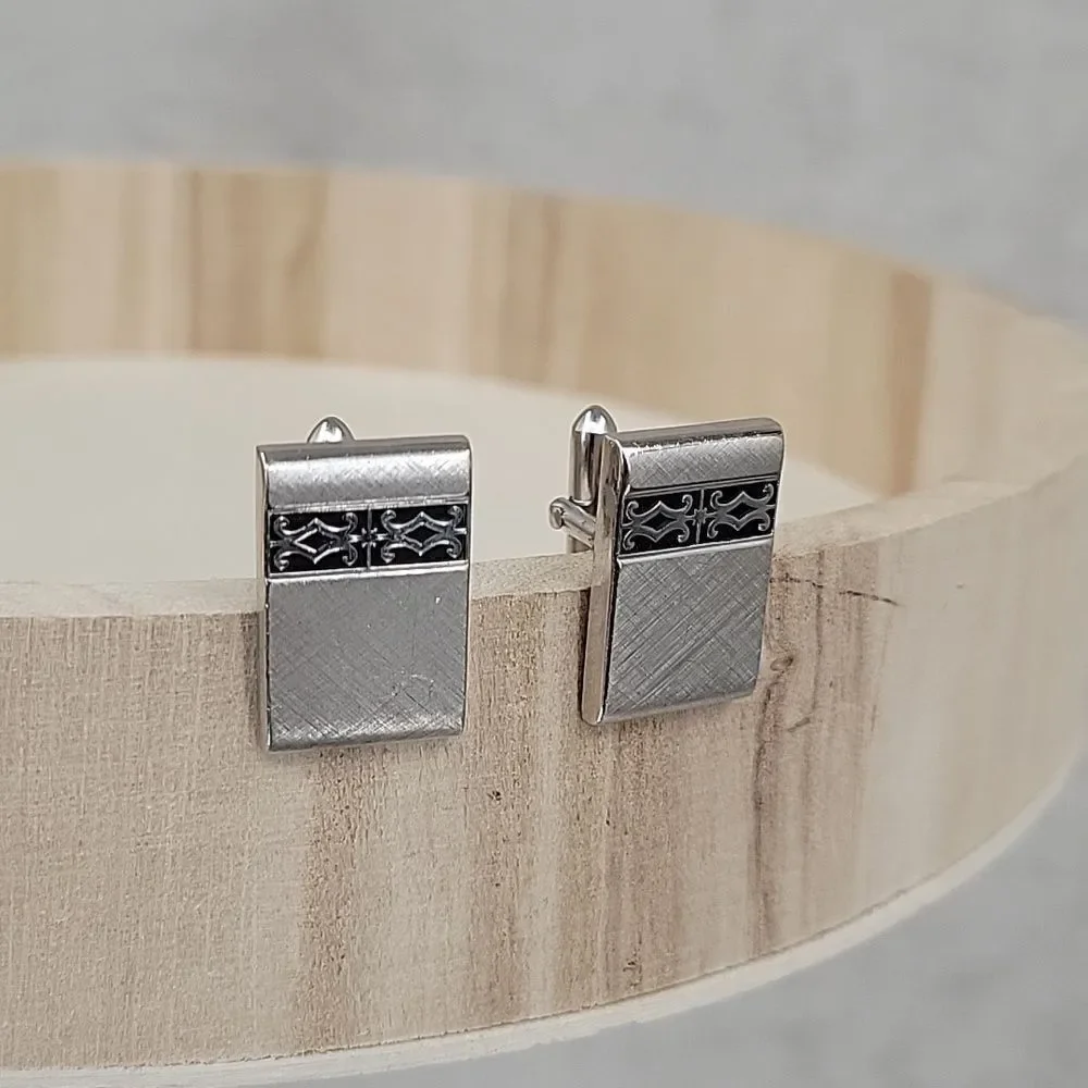 SWANK Vintage Cuff Links Silver toned Rectangle